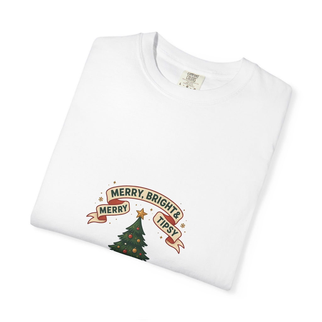 Merry, Bright & Slightly Tipsy — Funny Christmas Tee
