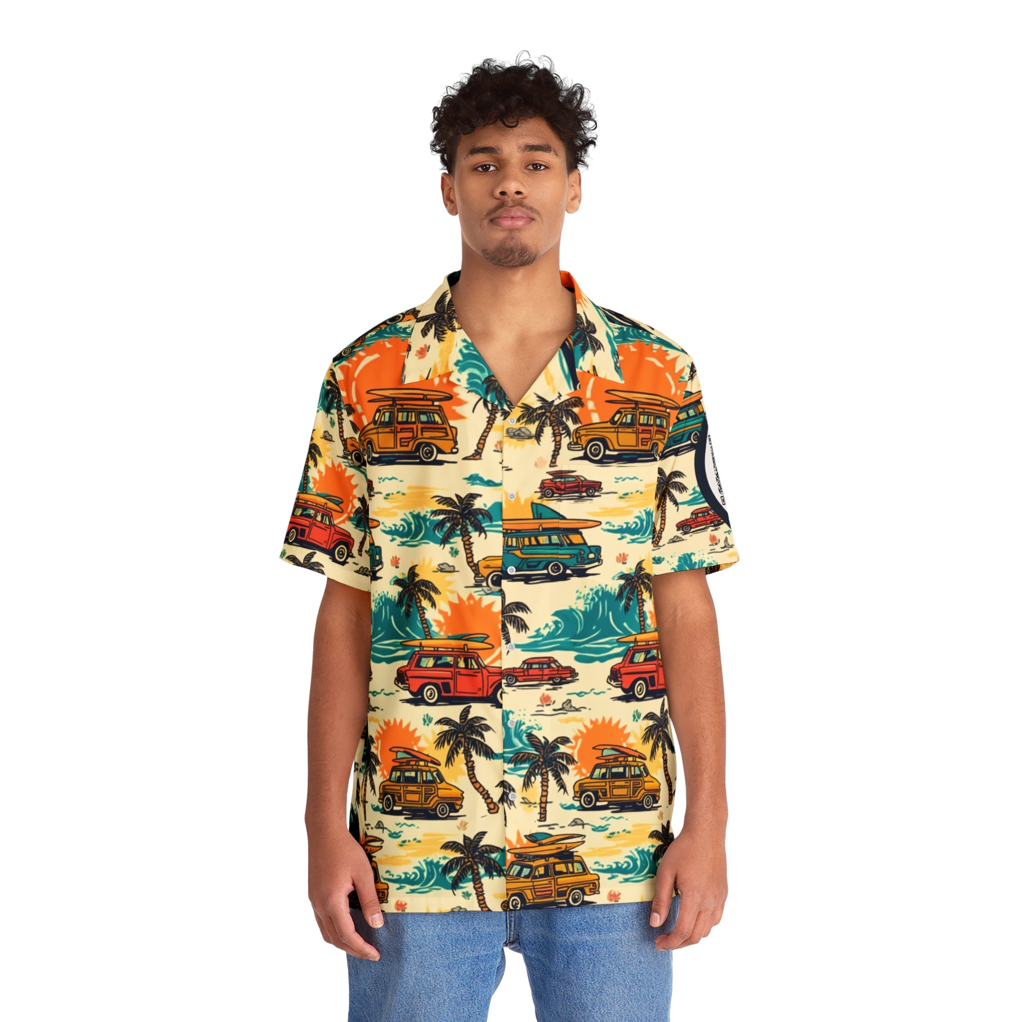 Retro Surf Woodie Hawaiian Camp Shirt