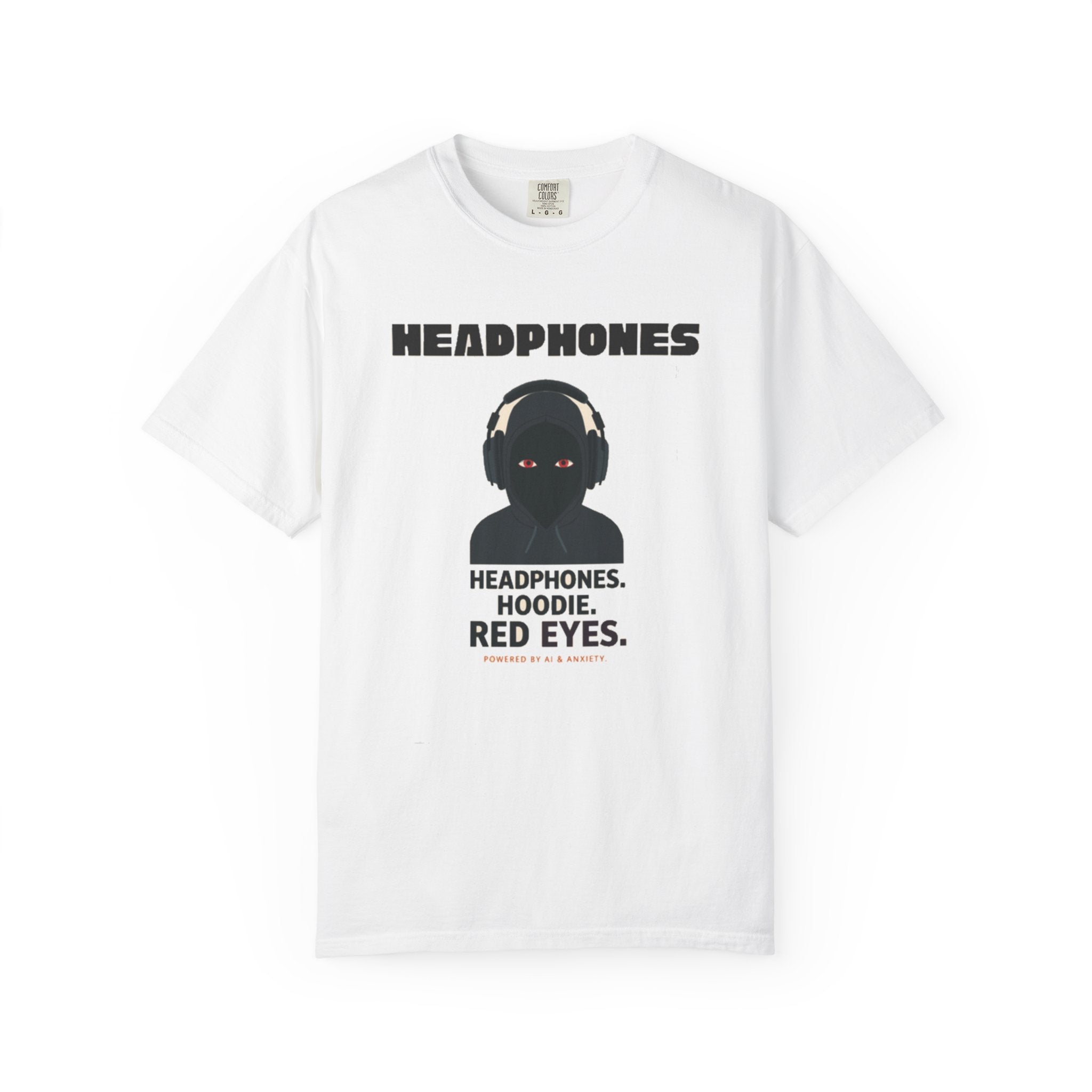 Headphones Hoodie Red Eyes — AI & Anxiety 2