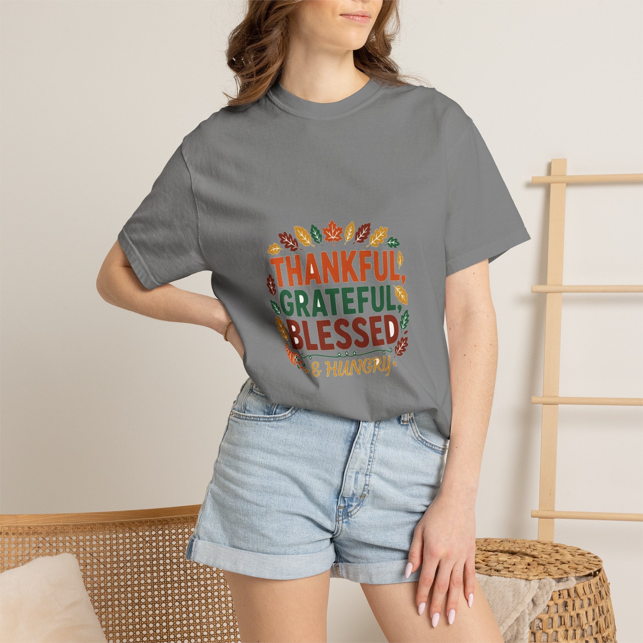 Thankful Grateful Blessed & Hungry — Thanksgiving Tee