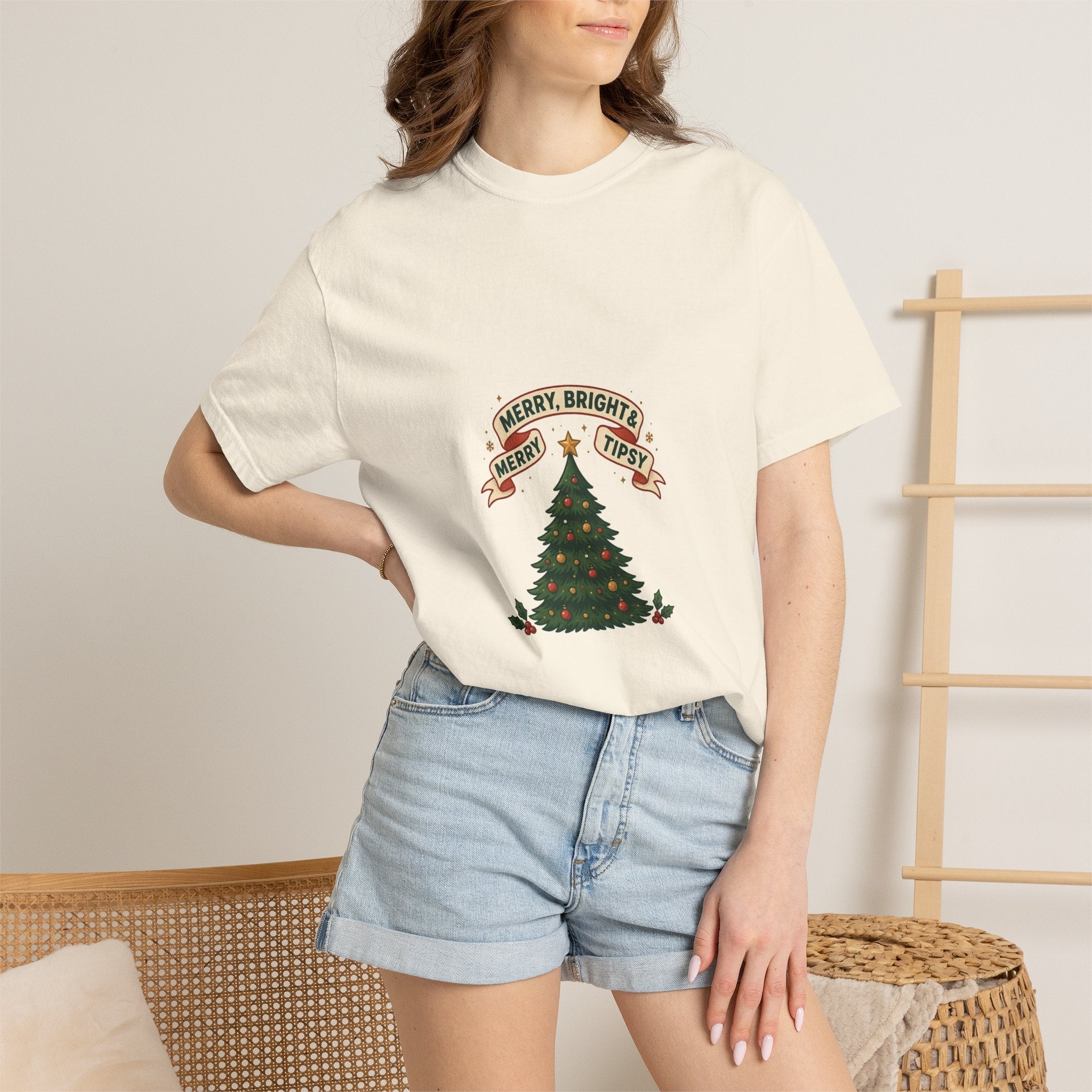 Merry, Bright & Slightly Tipsy — Funny Christmas Tee