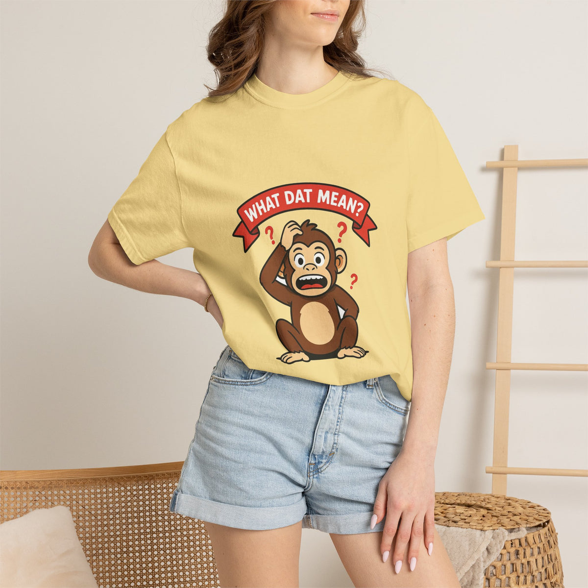 What Dat Mean? — Funny Confused Monkey Tee