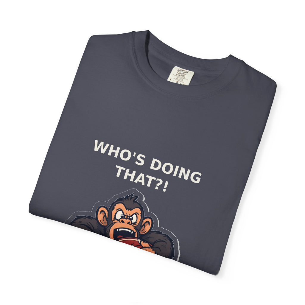 Who's Doing That?! — Funny Monkey Football Tee
