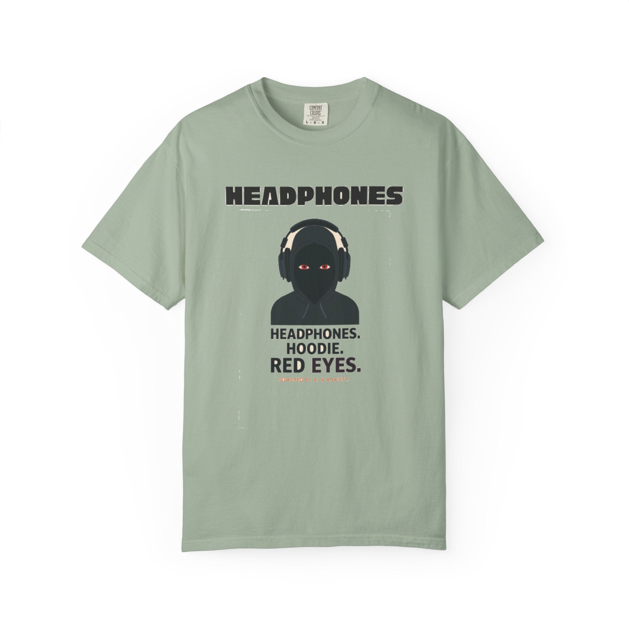 Headphones Hoodie Red Eyes — AI & Anxiety 2