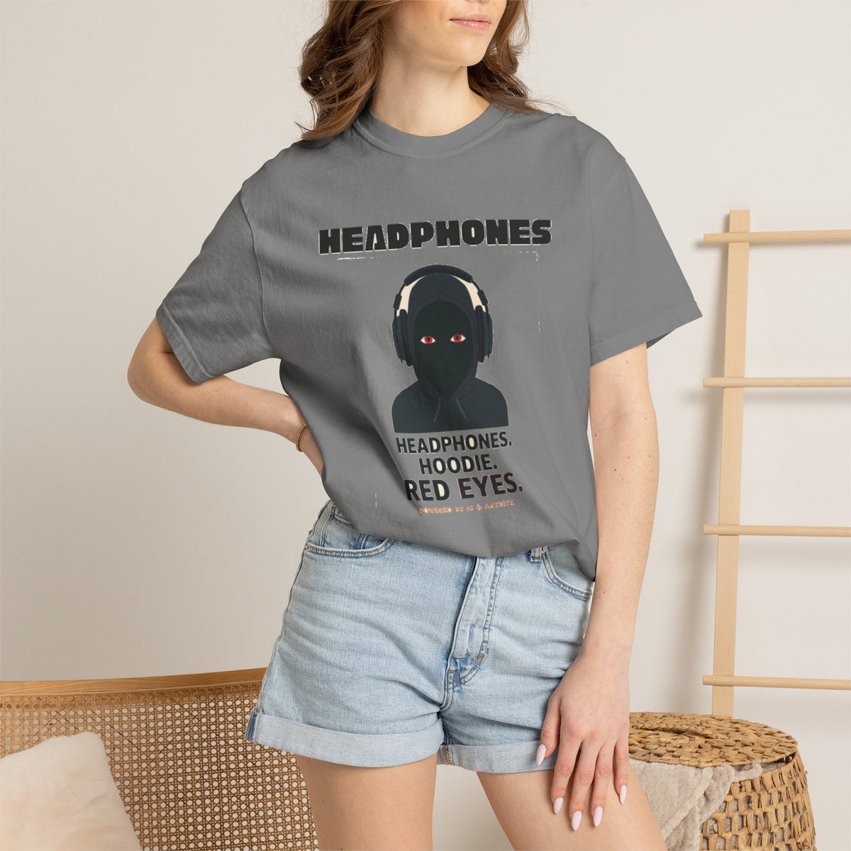 Headphones Hoodie Red Eyes — AI & Anxiety 2
