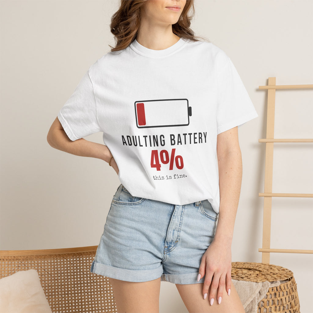 Adulting Battery Funny T-Shirt | Soft Unisex Tee | Sarcastic Gift