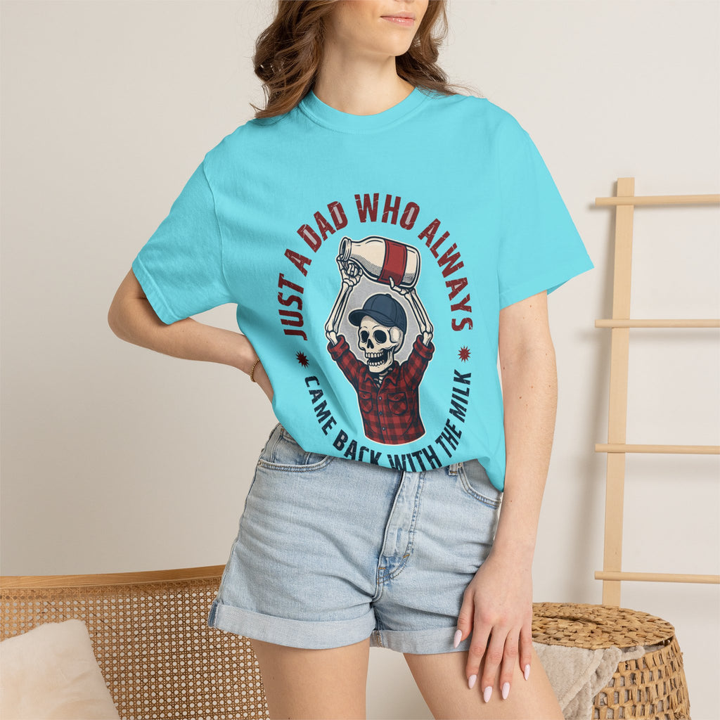 Just A Dad Who Always Came Back With The Milk - Funny Skeleton Dad Tee